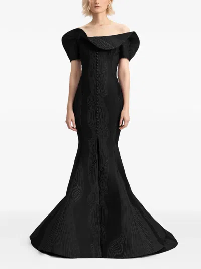 Gemy Maalouf Draped Off-shoulders Maxi Dress In Black