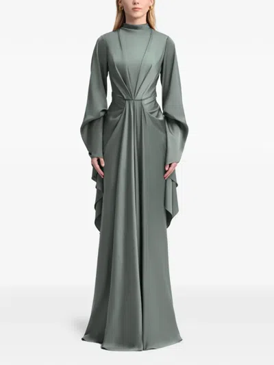 Gemy Maalouf Draped Ruffled Maxi Dress In Gray