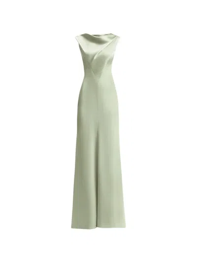 Gemy Maalouf Draped V-bodice Maxi Dress In Green