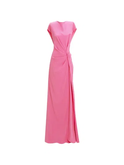Gemy Maalouf Draping Loose-cut Maxi Dress In Pink