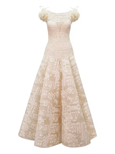 Gemy Maalouf Dropped-waistline Gown In Neutral