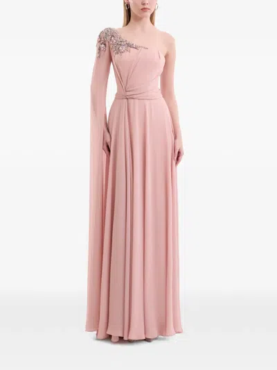Gemy Maalouf Embellished Draped Dress In Pink