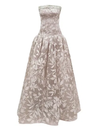 Gemy Maalouf Embellished Dropped-down Waistline Maxi Dress In Neutral