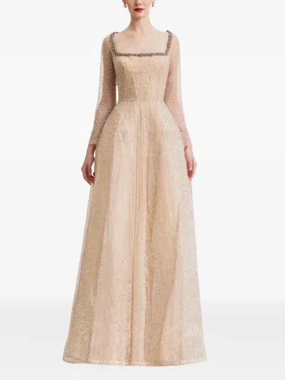Gemy Maalouf Embellished Maxi Dress In Brown