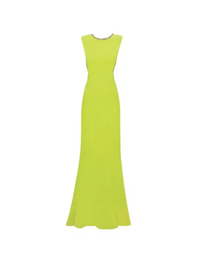 Gemy Maalouf Embellished Open-back Maxi Dress In Green