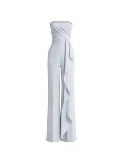 Gemy Maalouf Embellished Ruffled Jumpsuit In Blue