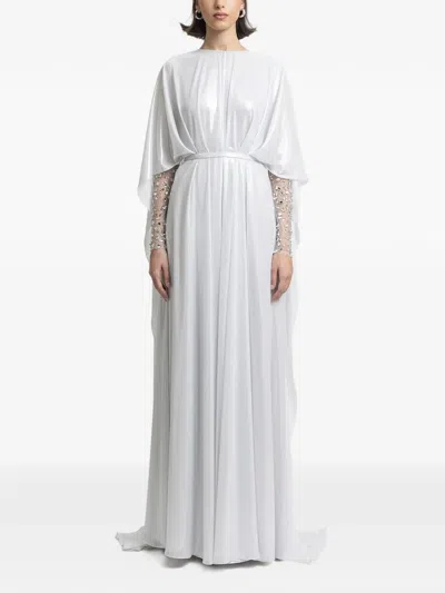 Gemy Maalouf Embellished-sleeve Maxi Dress In White