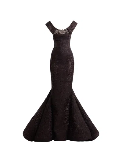 Gemy Maalouf Embellished Textured Dress In Black