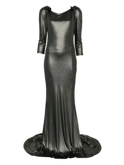 Gemy Maalouf Embellished Three-quarter Sleeve Dress In Black