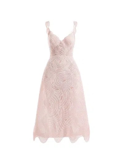 Gemy Maalouf Embroidered Cage-effect Dress In Pink