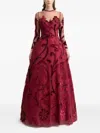 Gemy Maalouf Embroidered Gown In Red