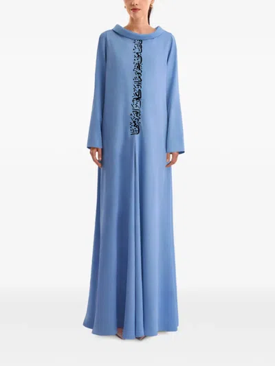 Gemy Maalouf Embroidered Maxi Dress In Blue