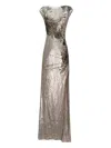 Gemy Maalouf Embroidered Maxi Dress In Gray