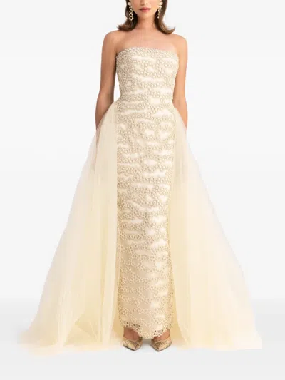 Gemy Maalouf Embroidered Maxi Dress In Neutral
