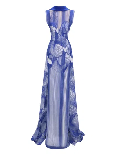 Gemy Maalouf Embroidered Pattern Maxi Dress In Purple