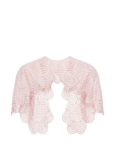 Gemy Maalouf Embroidered Scalloped Bolero In Pink