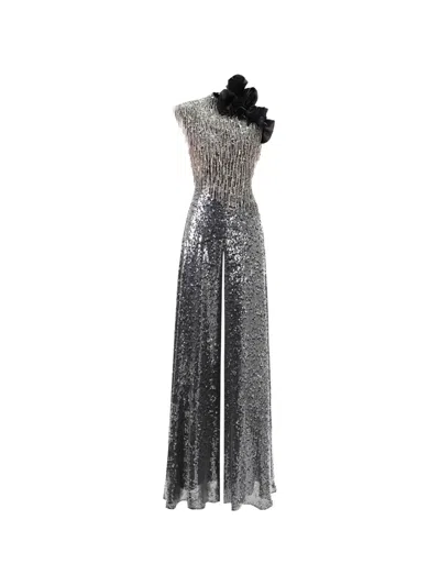 Gemy Maalouf Embroidered Sequins Jumpsuit In Silver