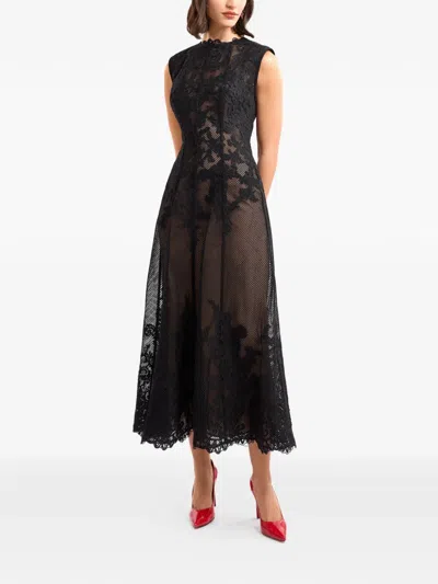 Gemy Maalouf Embroidered Sleeveless Midi Dress In Black