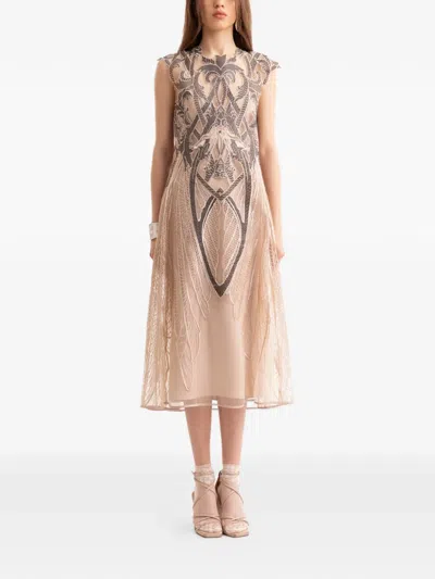 Gemy Maalouf Embroidery-details Midi Dress In Pink