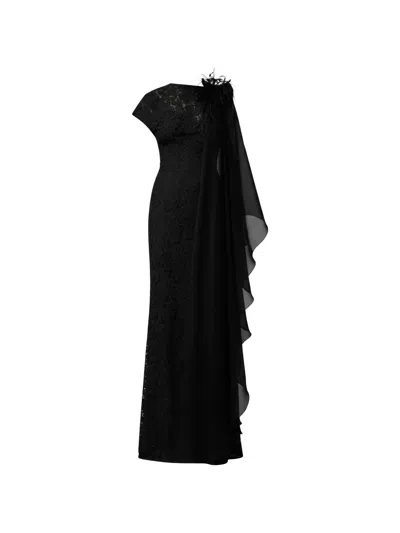 Gemy Maalouf Feather-embellished Lace Gown In Black