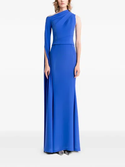 Gemy Maalouf Floor-length Sleeve Maxi Dress In Blue