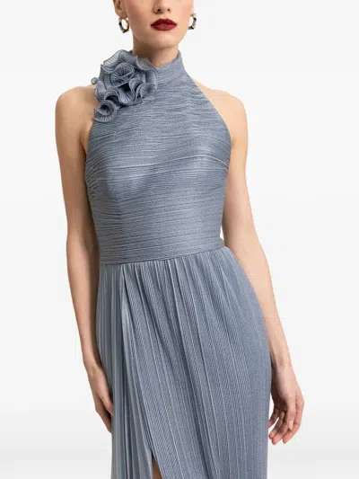 Gemy Maalouf Floral-appliqué Gown In Blue