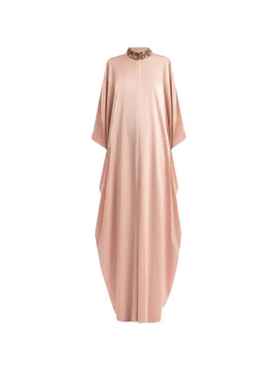 Gemy Maalouf Floral-appliqué Kaftan In Pink