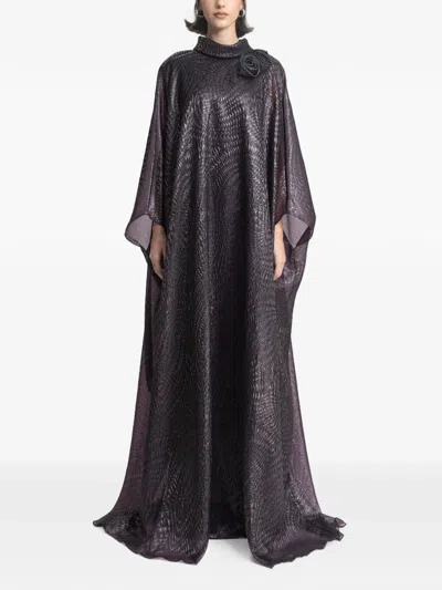 Gemy Maalouf Floral Appliqué Maxi Dress In Animal Print