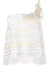 Gemy Maalouf Floral-appliqué Pleated Top In Neutrals
