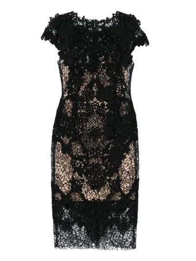 Gemy Maalouf Floral-lace Mini Dress In Black