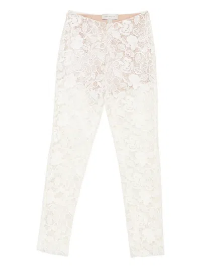 Gemy Maalouf Floral Lace Trousers In White