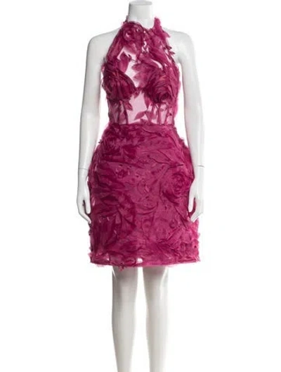Pre-owned Gemy Maalouf Floral Print Mini Dress In Pink