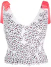 Gemy Maalouf Floral-print Tied-straps Blouse In White