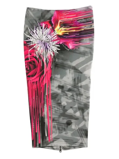Gemy Maalouf Floral-print Zip-front Skirt In Multi