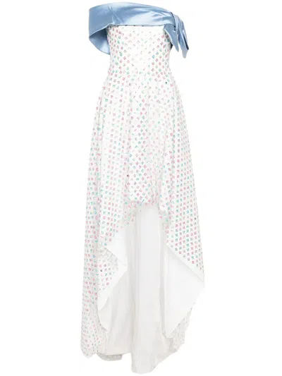 Gemy Maalouf Floral Sequin-embellished Midi Dress In Blue