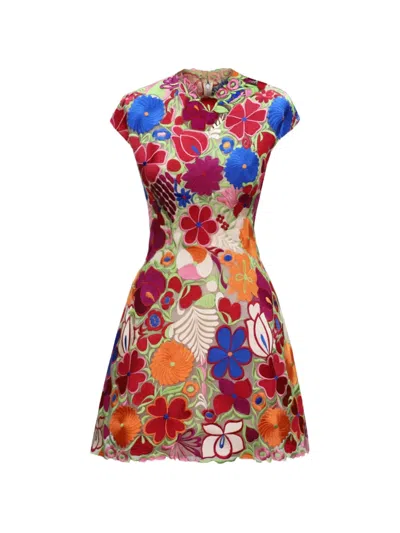 Gemy Maalouf Floral Short Structured Mini Dress In Black