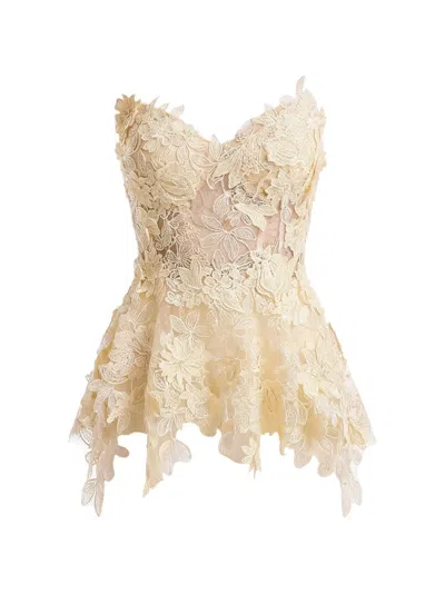 Gemy Maalouf Floral-appliqué Peplum Corset In Multi