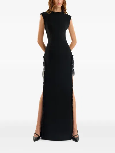 Gemy Maalouf Floral-appliqués Maxi Dress In Black