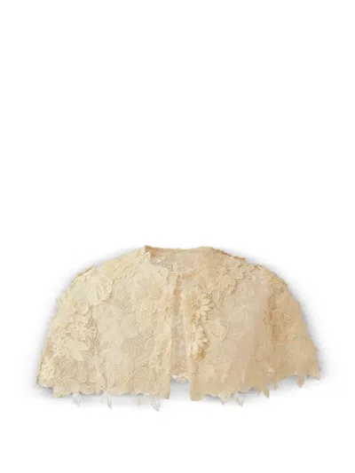 Gemy Maalouf Floral-lace Bolero In Neutral