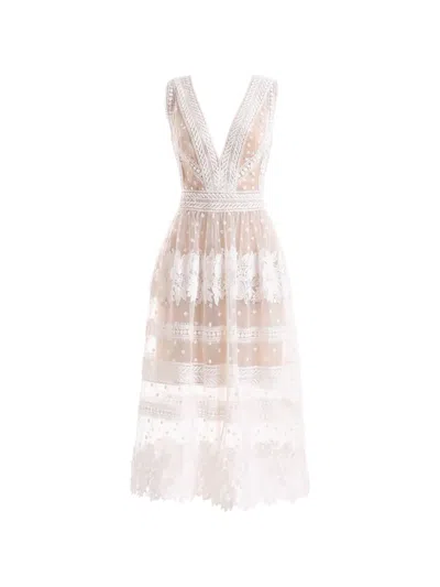 Gemy Maalouf Floral-lace Tulle Dress In White
