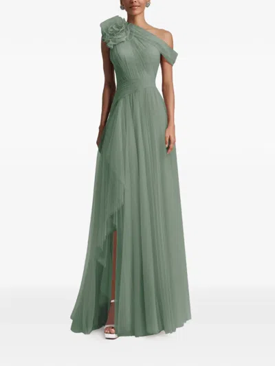 Gemy Maalouf Flower Long Maxi Dress In Green