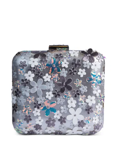 Gemy Maalouf Flower-embellished Clutch Bag In Gray