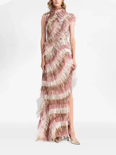 Gemy Maalouf Fringes-detail Maxi Dress In Neutral