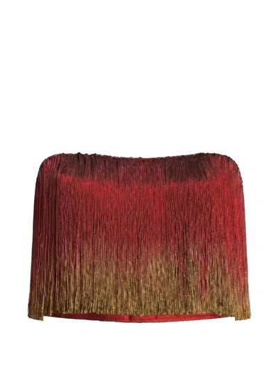 Gemy Maalouf Fringe-trimmed Strapless Top In Red