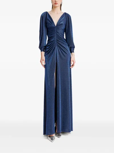 Gemy Maalouf Gathered Long-sleeve Dress In Blue