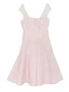 Gemy Maalouf Geometric-patterned Mesh-insert Mini Dress In Pink