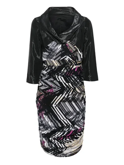 Gemy Maalouf Geometric-print Panelled Dress In Black