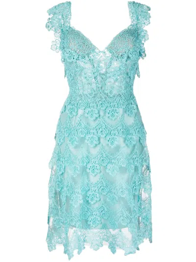Gemy Maalouf Midikleid Aus Guipure-spitze In Blue