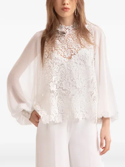 Gemy Maalouf Guipure Long-sleeve Top In White