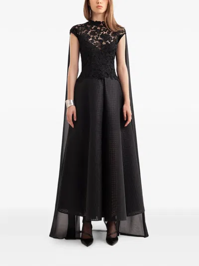 Gemy Maalouf Guipure Sheer Cape Top In Multi